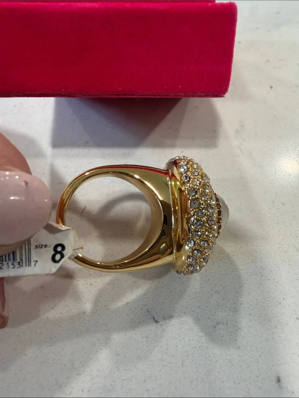 NIB Kurt Geiger Gold-Tone Yellow Opalescent Crystal Ring